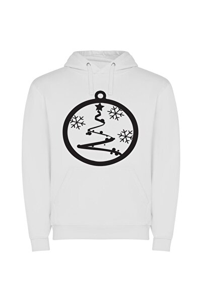 iLovePrints Snowflake Noir Christmas Ornament Φούτερ με κουκούλα σε χρώμα Λευκό