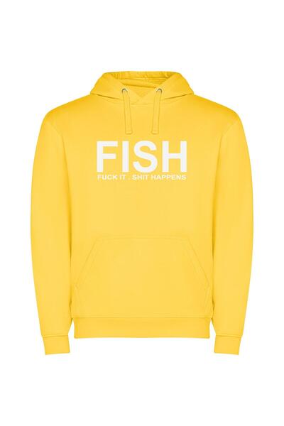 iLovePrints Monochrome Aquatic Mishap Φούτερ με κουκούλα σε χρώμα Κίτρινο