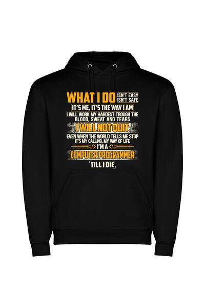 iLovePrints Unyielding Programmer: 2013 Start Φούτερ με κουκούλα σε χρώμα Μαύρο