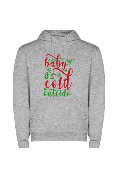 iLovePrints Winter Charm Extravaganza Φούτερ με κουκούλα σε χρώμα Γκρι