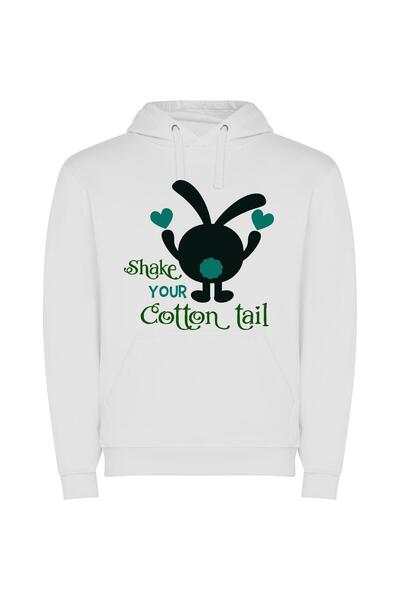 iLovePrints Cotton Candy Bunny Love Φούτερ με κουκούλα σε χρώμα Λευκό
