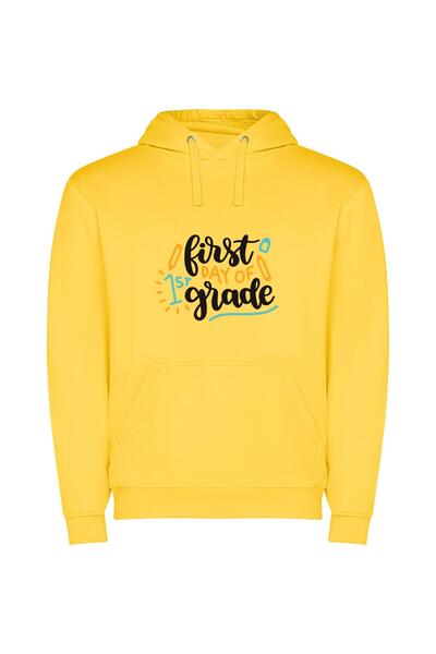 iLovePrints First Day Excellence: Premiere Φούτερ με κουκούλα σε χρώμα Κίτρινο