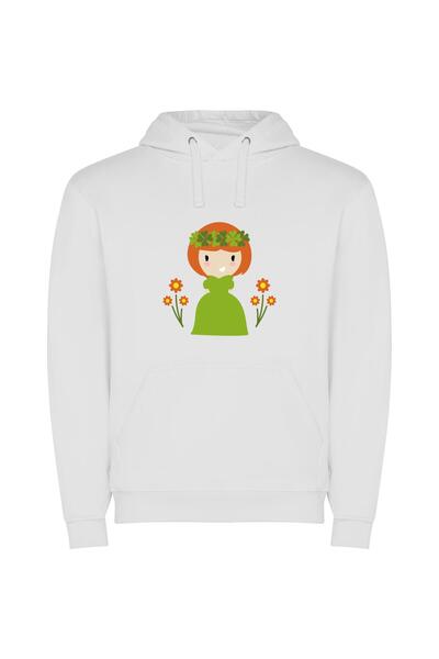 iLovePrints Blooming Floral Majesty Φούτερ με κουκούλα σε χρώμα Λευκό