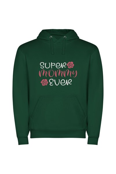 iLovePrints Super Mommy Love Φούτερ με κουκούλα σε χρώμα Πράσινο