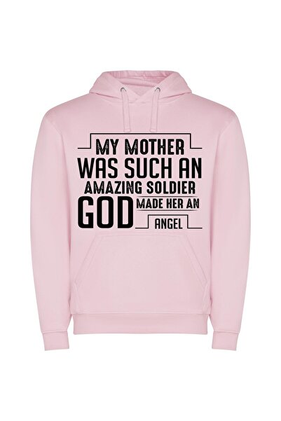iLovePrints Soldier's Angelic Strength Φούτερ με κουκούλα σε χρώμα Ροζ