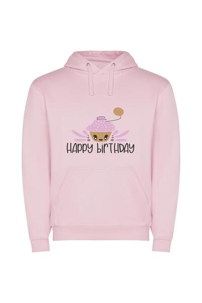iLovePrints Balloon-topped Birthday Cupcake Φούτερ με κουκούλα σε χρώμα Ροζ