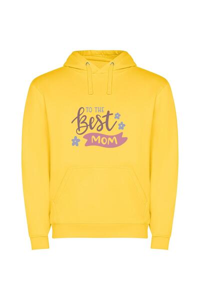 iLovePrints Best Mom: Handwritten Love Φούτερ με κουκούλα σε χρώμα Κίτρινο