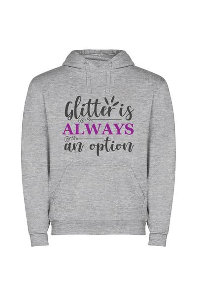 iLovePrints Glamour in Every Glitter Φούτερ με κουκούλα σε χρώμα Γκρι