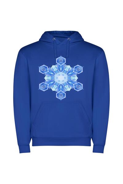 iLovePrints Frozen Fractal Elegance Φούτερ με κουκούλα σε χρώμα Μπλε