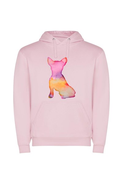 iLovePrints Whimsical Watercolor Chihuahua Φούτερ με κουκούλα σε χρώμα Ροζ