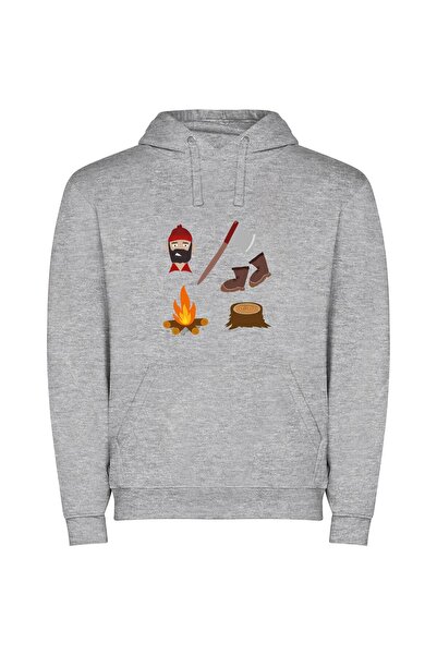 iLovePrints Bearded Lumberjack - SVG Φούτερ με κουκούλα σε χρώμα Γκρι