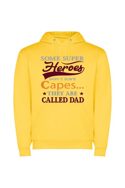 iLovePrints Dad, the Flagged Heroes Φούτερ με κουκούλα σε χρώμα Κίτρινο