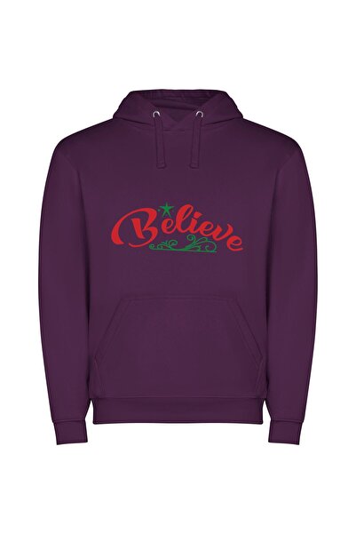 iLovePrints Festive Joy: Believe in Color Φούτερ με κουκούλα σε χρώμα Μωβ