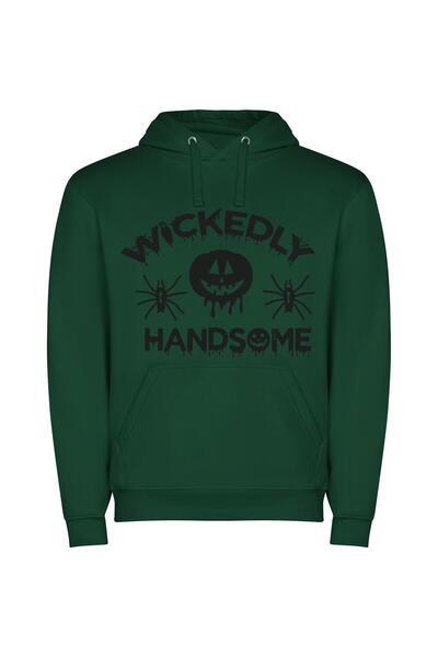 iLovePrints Whacky Jack-O-Lantern Elegance Φούτερ με κουκούλα σε χρώμα Πράσινο