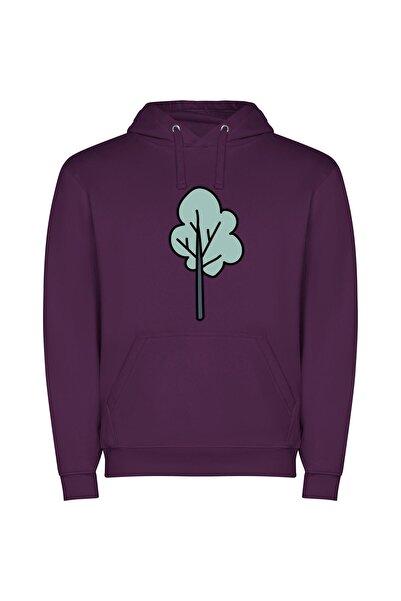 iLovePrints Stately Solitary Arboreal Elegance Φούτερ με κουκούλα σε χρώμα Μωβ