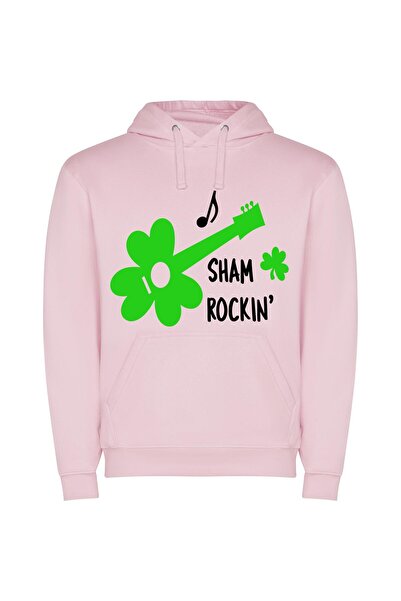 iLovePrints Shamrock Shaggy Rockin' Φούτερ με κουκούλα σε χρώμα Ροζ