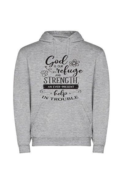iLovePrints Divine Strength Refuge Φούτερ με κουκούλα σε χρώμα Γκρι