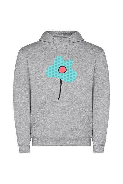 iLovePrints Polka Dot Flower Fashion Φούτερ με κουκούλα σε χρώμα Γκρι