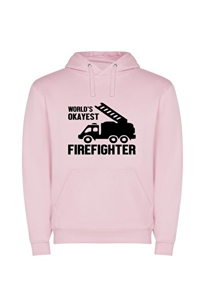 iLovePrints Okayest Rottweiler Firefighter: Yah! Φούτερ με κουκούλα σε χρώμα Ροζ