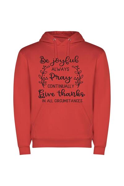 iLovePrints Joyful Black & White Φούτερ με κουκούλα σε χρώμα Κόκκινο