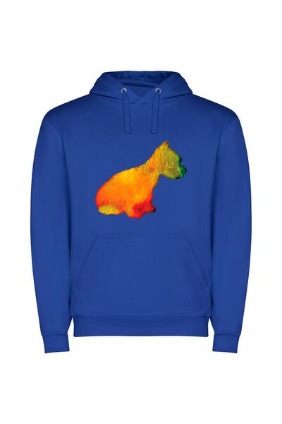 iLovePrints Flaming Corgi: Digital Masterpiece Φούτερ με κουκούλα σε χρώμα Μπλε