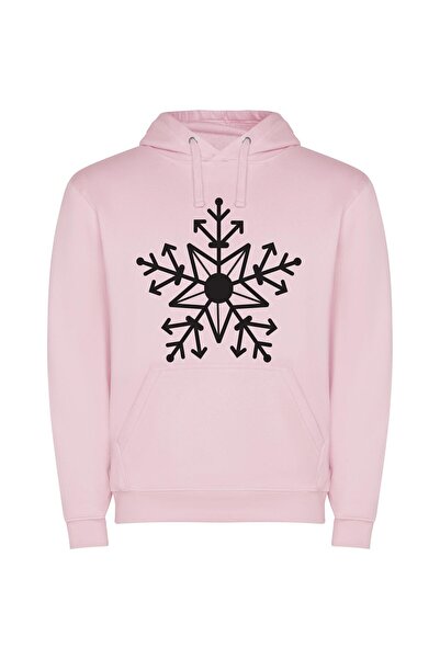 iLovePrints Snowflake Noir Φούτερ με κουκούλα σε χρώμα Ροζ
