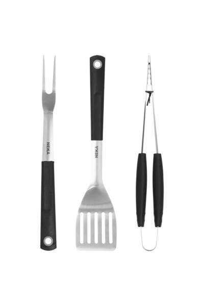 neka Set de 3 ustensile pentru grătar - Clește, furculiță și spatulă