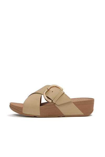 Fitflop Women's Lulu Resin-Buckle Leather Cross Slides