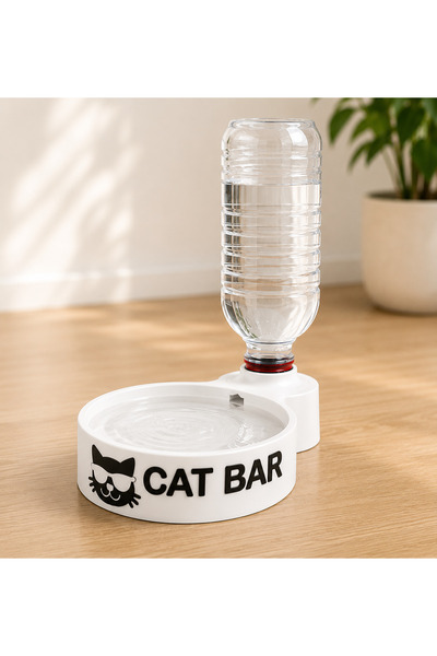 CAT BAR 3D Baskı Otomatik Kedi Su Kabı | Pet Şişe Uyumlu Yerçekimli Kedi Suluğu | Mavi
