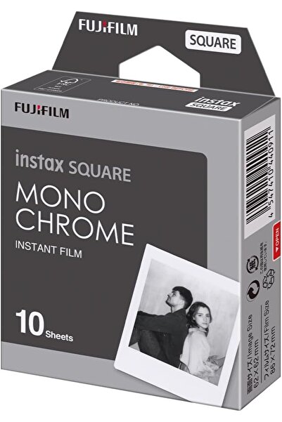 Instax فيلم فوجي فيلم SQUARE أحادي اللون - أسود وأبيض (10 لقطات) - الفيلم فقط