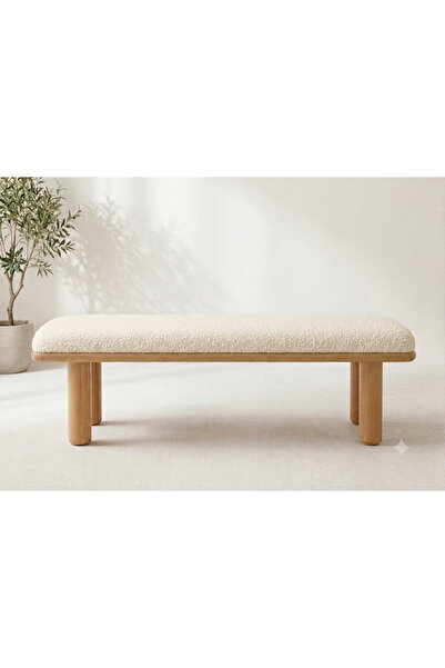 Efza Nordic Tasarım Bej Kumaş Bench