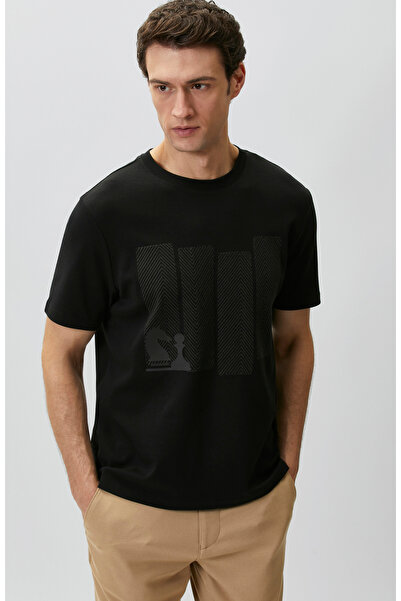 Network Siyah Satranç Baskılı T-shirt