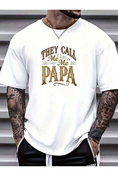 29CUN تي شيرت رجالي كاجوال صيفي بطبعة "For They Call Me Papa" بوزن 180 جرام، ...