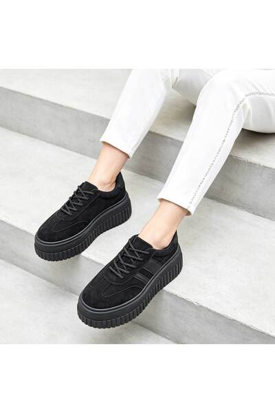 Tmall Adidași de damă, din piele ecologică inversată, D1505, Negru