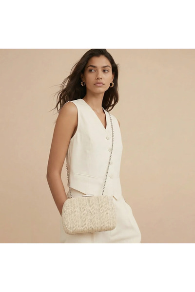 VERDE Βραδινό τσαντάκι clutch 01-1317 μπεζ