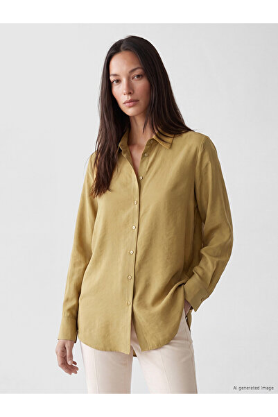 LC Waikiki Green Modal Blended Lace-Up Women's Shirt Tunic