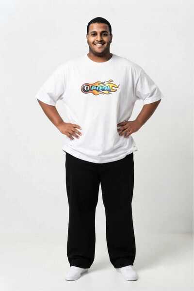 Gutty تي شيرت رجالي أبيض 100% قطن مقاس كبير - 3XL 4XL 5XL 6XL 7XL 8XL 9XL 10X...