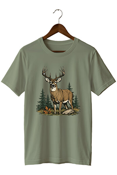 remonz Deer Printed Unisex T-Shirt – Hunter Outdoor Nature Camping Themed Cre...