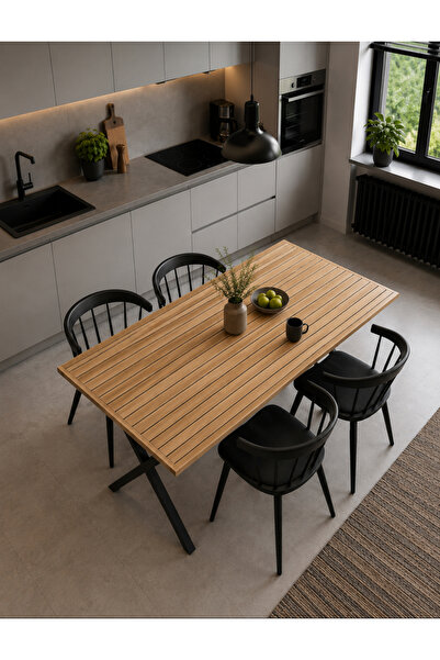 ArdaMarket 120x60 mutfak yemek çay kahve balkon masası doğal renk vernikli (S...