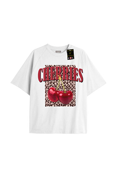 Flood Of Style Tricou de damă Cherries Leopard, imprimat, supradimensionat