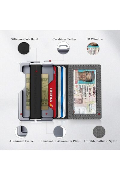 MURADIN Tactical Minimalist Wallet for Men, Slim RFID-Blocking Metal Card Hol...