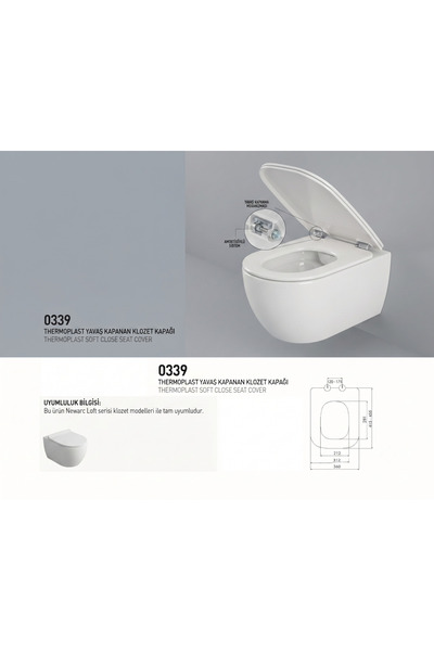 Turkuaz NEWARC LOFT MUADİLİ KLOZET KAPAĞI NEWARC UYUMLU KARE KLOZET KAPAĞI AM...