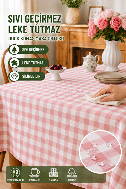 Soft Kare Pötikare Duck Kumaş Masa Örtüsü – Sıvı Geçirmez, Leke Tutmaz, Silin...