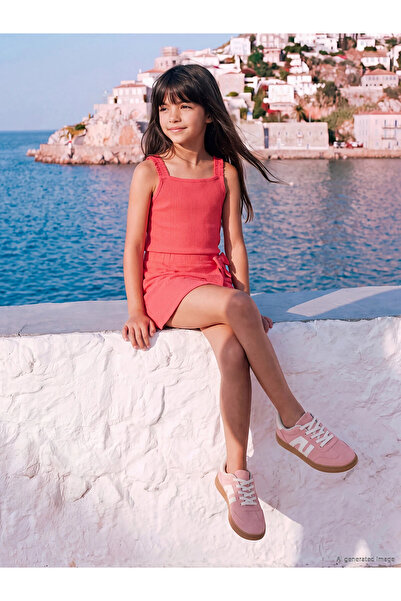 LC Waikiki Lcw Kids Orange Girls' Shorts Set