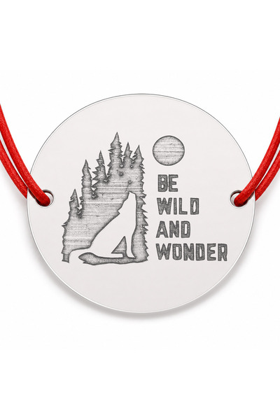 Simoshop Brățară argint 925 cu bănuț lup, pădure și mesajul Be Wild and Wonde...