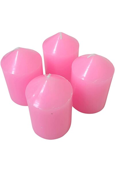 Generic Pillar Candles Pink Color Set Of 4Pcs Unscented Candles 7.5cm Long x ...