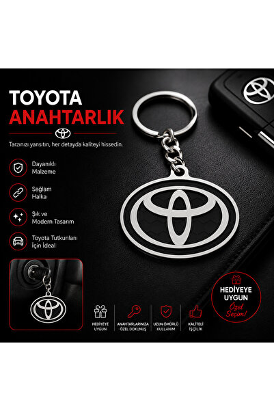 2'li Set Toyota Uyumlu Oto Anahtarlığı - Sportif Petek Desenli Çift Renkli Kabartmalı Aksesuar