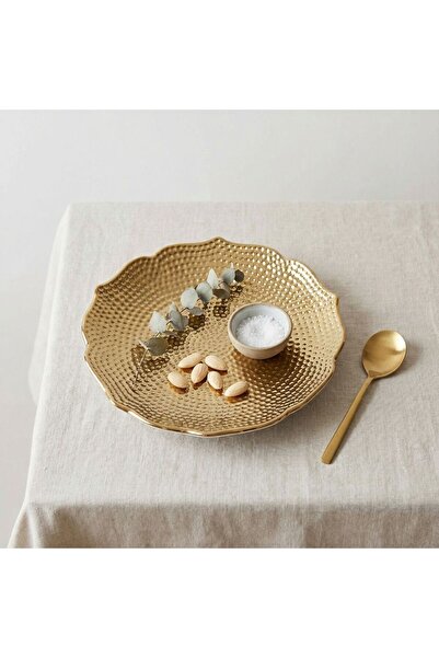 Inaaya New In Hammered Ceramic Gold Plate 30X30X4.3