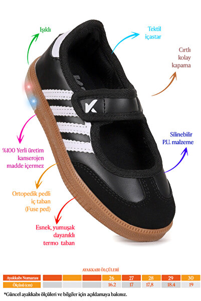 Kiko Kids Renna Günlük Cırtlı Işıklı Kız Çocuk Babet Spor Ayakkabı