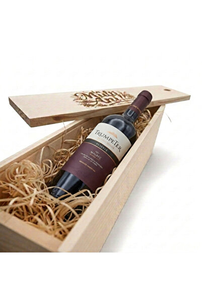 Bottega Pachet Cadou Cutie Lemn Personalizata Vin Rosu Sec Rutini Trumpeter R...
